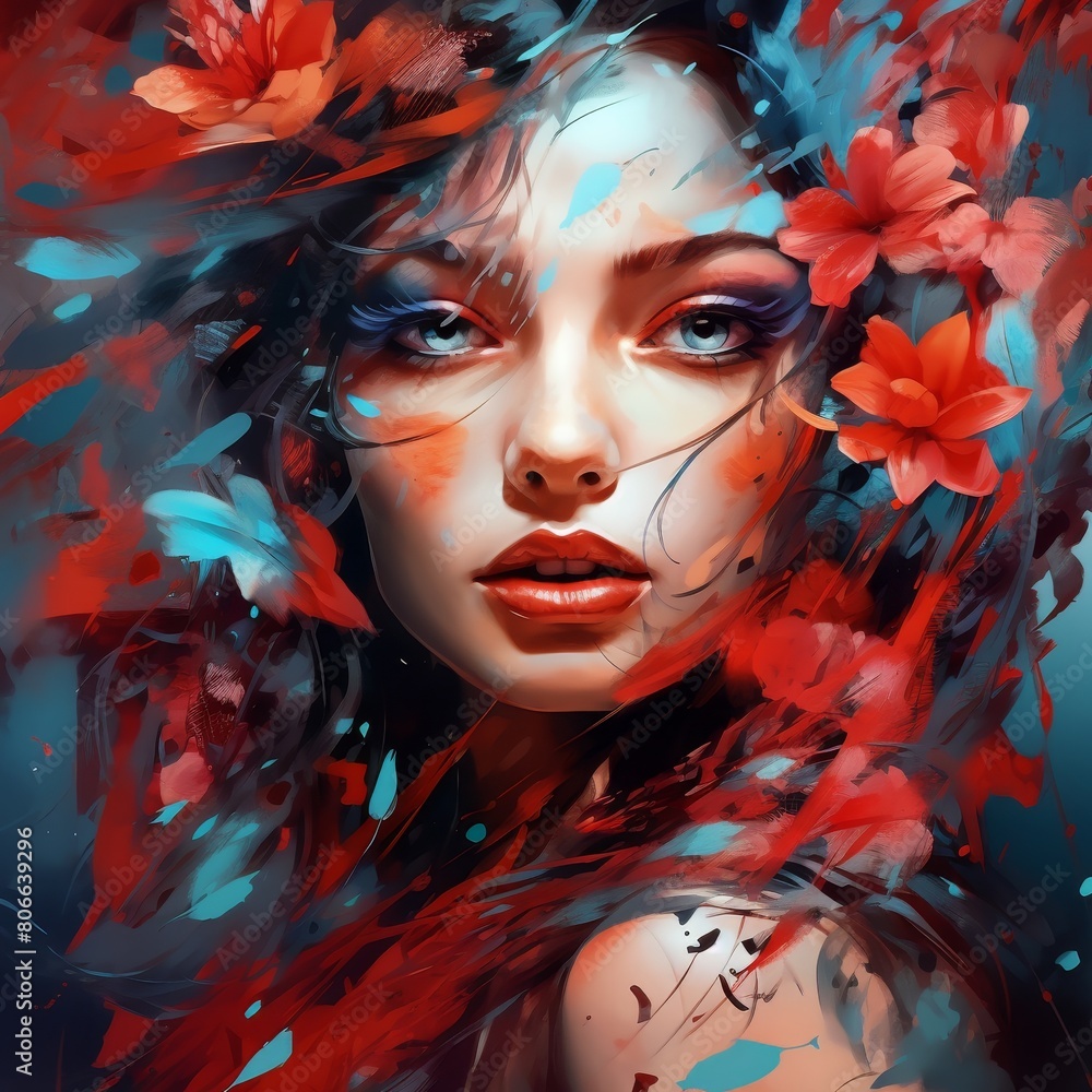vibrant floral portrait of a woman