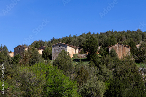 Old winepresses on the outskirts of Castillejo de Robledo. Soria, Castile and Leon, Spain.