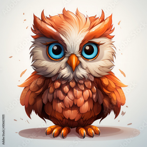Watercolor Aurora owl, clipart Illustration, Generative Ai © SantoshArt