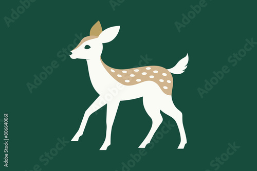 White tailed deer fawn witj hind on natural trail in north Wisconsin vector design © mobarok8888