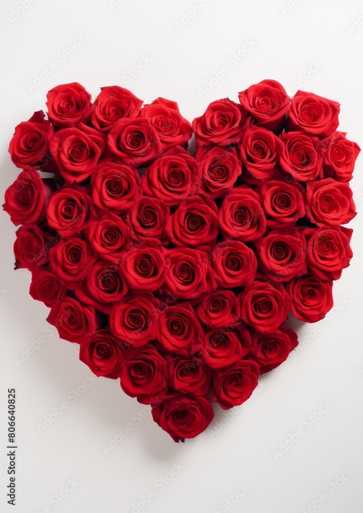heart-shaped arrangement of red roses