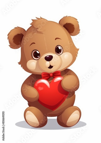cute teddy bear holding red heart