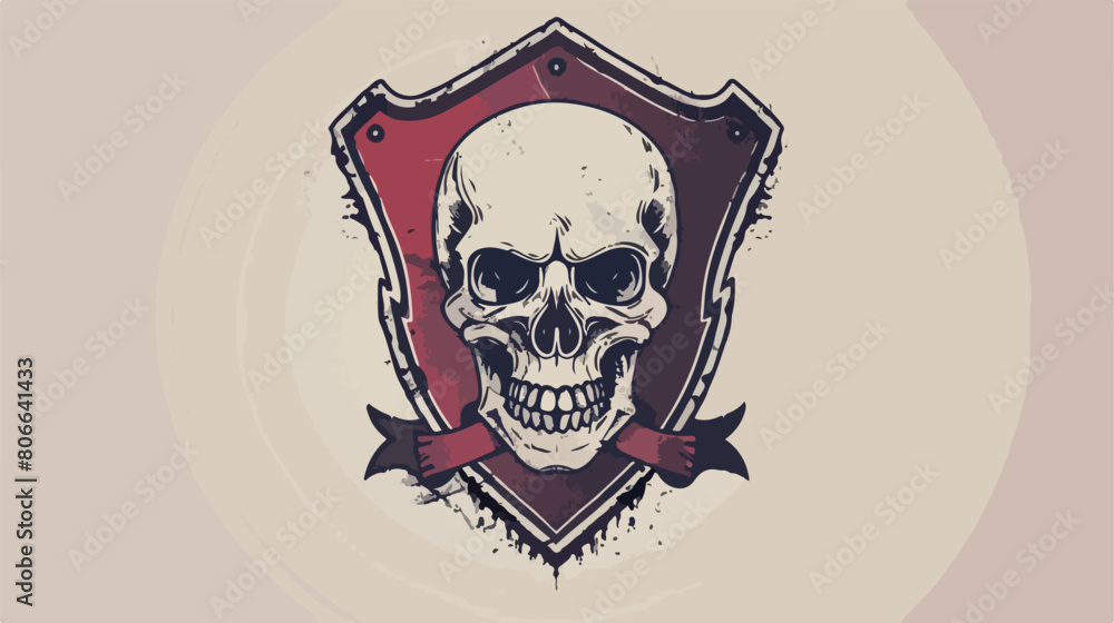 Skull on shield Vector illustration. Vector style vector