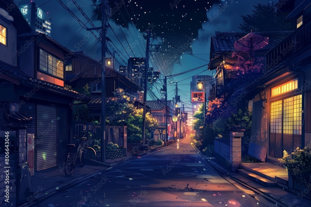 Anime Street Night Background