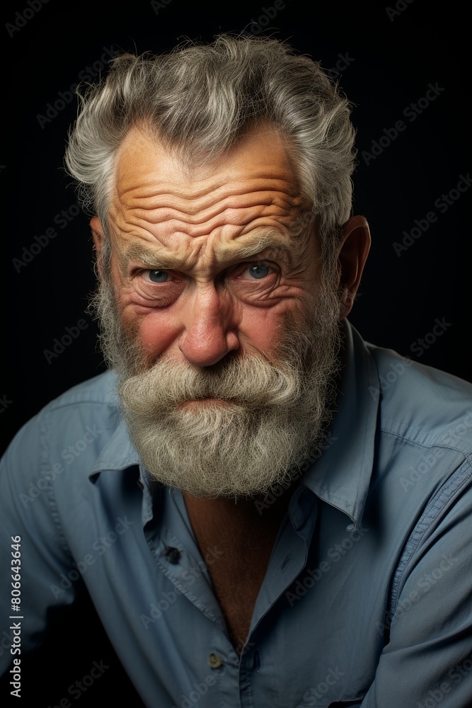 Weathered face of an elderly man with a long gray beard Weathered face of an elderly man with a long gray beard