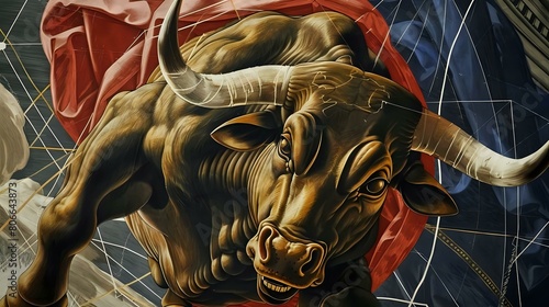 Modern and Vibrant Bull Illustration with a Sense of Aggression