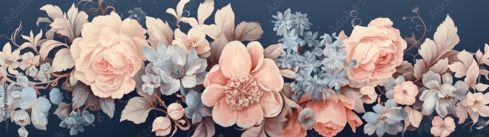 Beautiful floral arrangement with pink and blue flowers Beautiful floral arrangement with pink and blue flowers