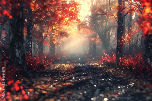 autumn forest fire