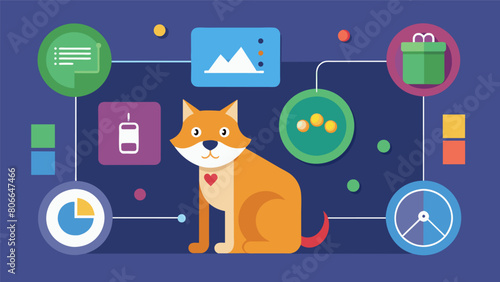 A visual representation of a pets daily routine with each activity accompanied by a colorcoded mood indicator to help pet owners identify patterns. Vector illustration