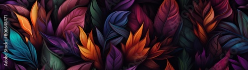 Dark pattern with exotic leaves 