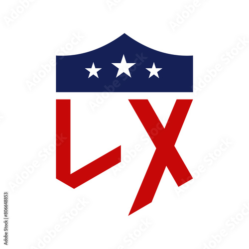 Patriotic LX Logo Design. Letter LX Patriotic American Logo Design for Political Campaign and any USA Event.