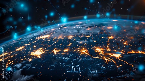 Global Connectivity: Abstract Earth Globe with High-Tech Network