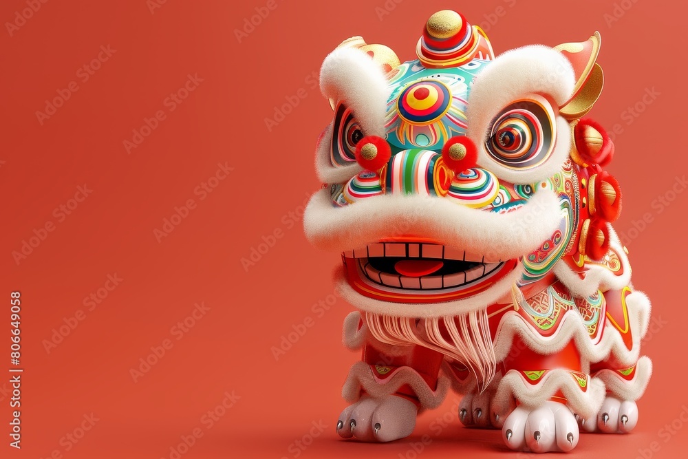 3d illustration chinese dragon dance on background