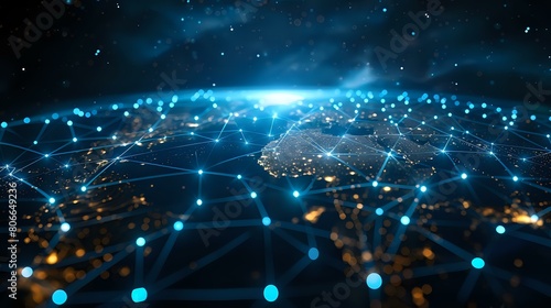 Cutting-Edge Data Connectivity: Abstract Earth Globe with Glowing Network