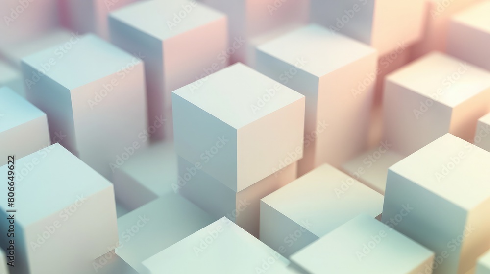Elegant white cubes over a gradient block background, modern wallpaper design. Elegant white cubes over a gradient block background, modern wallpaper design.