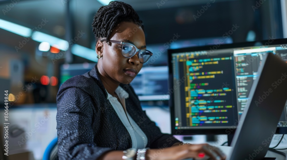 Professional Woman Programming at Work Professional Woman Programming at Work