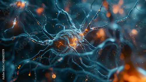  nanobots repairing damaged neurons in the brain, depicting the intricate process of neural regeneration in the future 