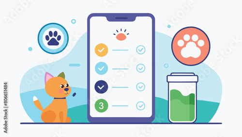 From calculating daily calorie needs to tracking water intake this app helps you manage all aspects of your pets nutrition.. Vector illustration