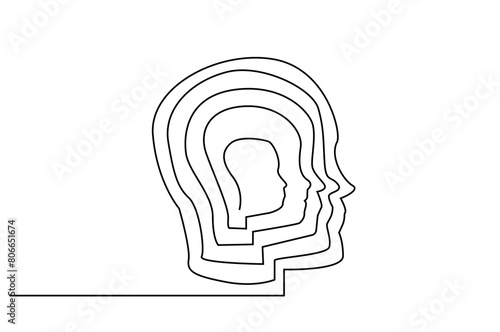 human head face growth mental psychological health development life one line art design vector
