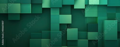 Green color square pattern on banner with shadow abstract green geometric background with copy space modern minimal concept empty blank 