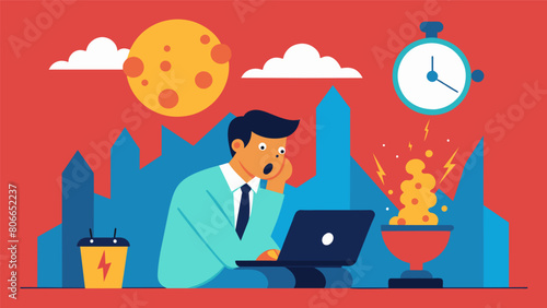 A stock market trader anxiously watching the doomsday clock knowing that the economy will collapse if it reaches zero..