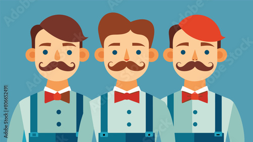The repairmen donned matching retro uniforms complete with suspenders and bow ties adding to the vintage charm.. Vector illustration