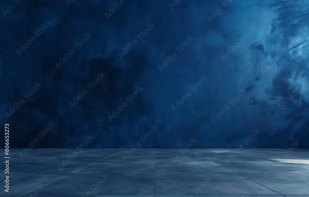 A blue wall with a white ceiling and a blue floor. The wall is covered in a blue paint that has a cloudy texture. The room is empty and has a cold, industrial feel to it A blue wall with a white ceiling and a blue floor. The wall is covered in a blue paint that has a cloudy texture. The room is empty and has a cold, industrial feel to it