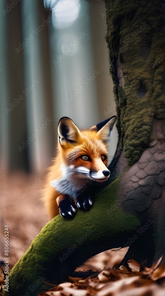Red fox cub standing in the wild on a white background Red fox cub standing in the wild on a white background