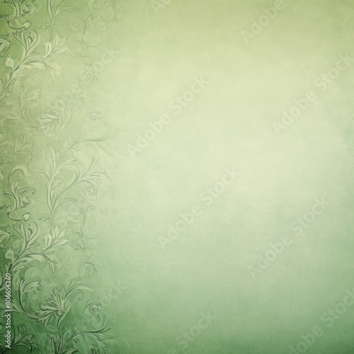 Green soft pastel color background parchment with a thin barely noticeable floral ornament  wallpaper copy space  vintage design blank copyspace