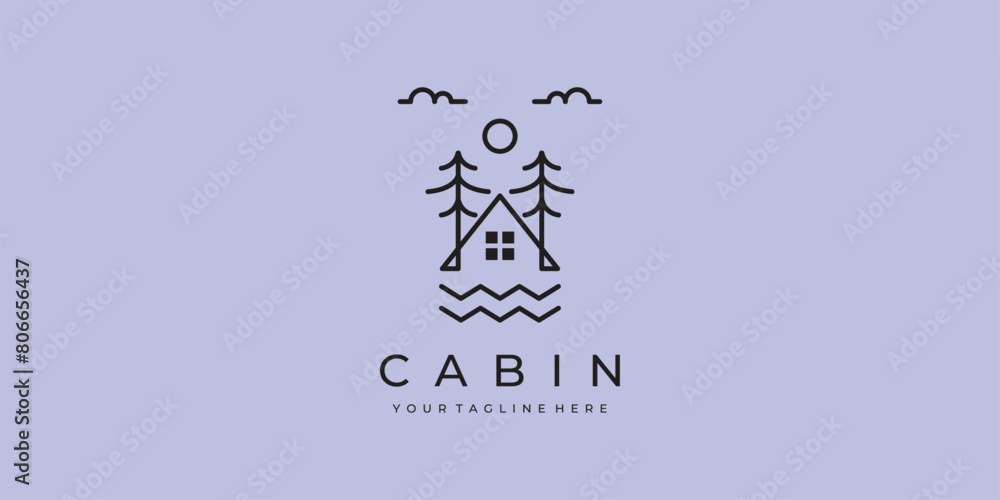 logo cabin line art minimalist simple vector logo illustration design logo cabin line art minimalist simple vector logo illustration design