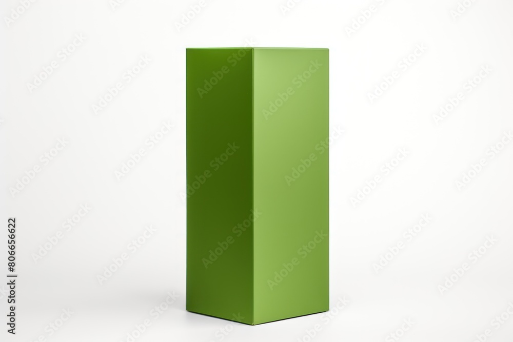 Green tall product box copy space is isolated against a white background for ad advertising sale alert or news blank copyspace for design text photo website 