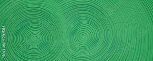 Green thin concentric rings or circles fading out background wallpaper banner flat lay top view from above on white background with copy space blank 