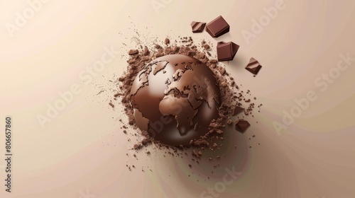 world chocolate day vector illustration. Chocolate globe illustration