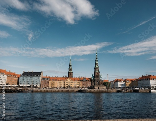 Marvel at the picturesque skyline of Copenhagen, where historic landmarks such as the Christiansborg Palace and the Little Mermaid statue blend seamlessly with modern architecture
