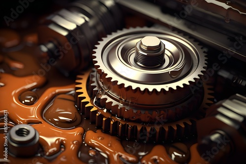 Wallpaper Mural Glossy metal gear for planetary gearbox.  Metal  autotechnology background ,  generated by AI. 3D illustration Torontodigital.ca