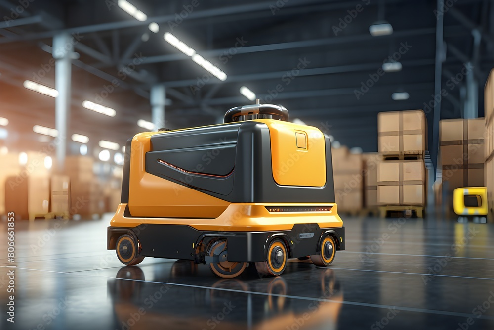 futuristic electric robot car for transporting cargo. Future concept. 3d rendering, generated by AI. futuristic electric robot car for transporting cargo. Future concept. 3d rendering, generated by AI.