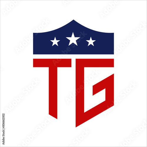Patriotic TG Logo Design. Letter TG Patriotic American Logo Design for Political Campaign and any USA Event.