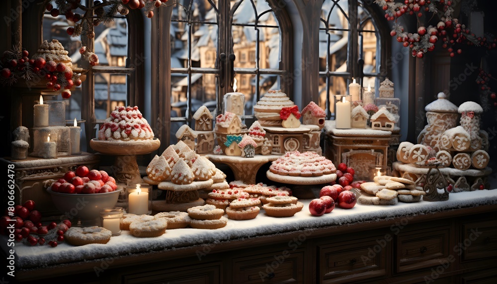 Traditional christmas sweets in a shop window in Prague, Czech Republic