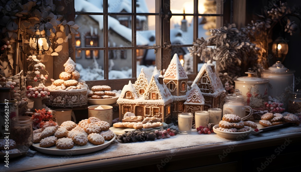 Christmas market in Vienna, Austria. Christmas market with gingerbread houses.