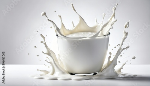 splash of white yogurt milk plain white background from Generative AI