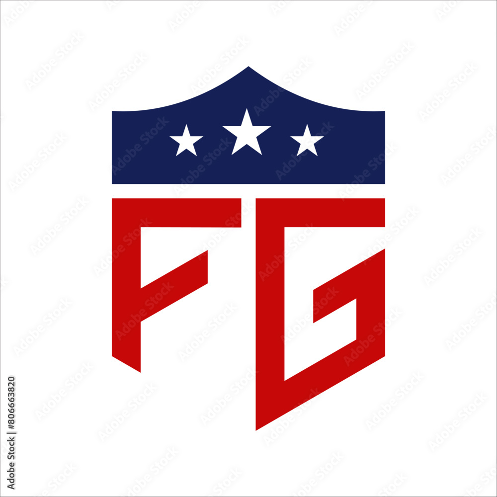 Fototapeta premium Patriotic FG Logo Design. Letter FG Patriotic American Logo Design for Political Campaign and any USA Event.
