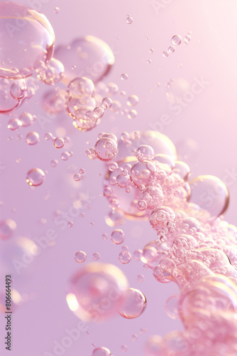 Close-up of pink bubbles and water droplets