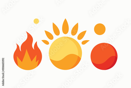 Watercolor vector sun shapes. Rising sun, sunset, dawn illustrations set. Fire colors round shape, watercolor stains. Orange red yellow circle, flaming crown frame. Maslenitsa, Shrovetide background