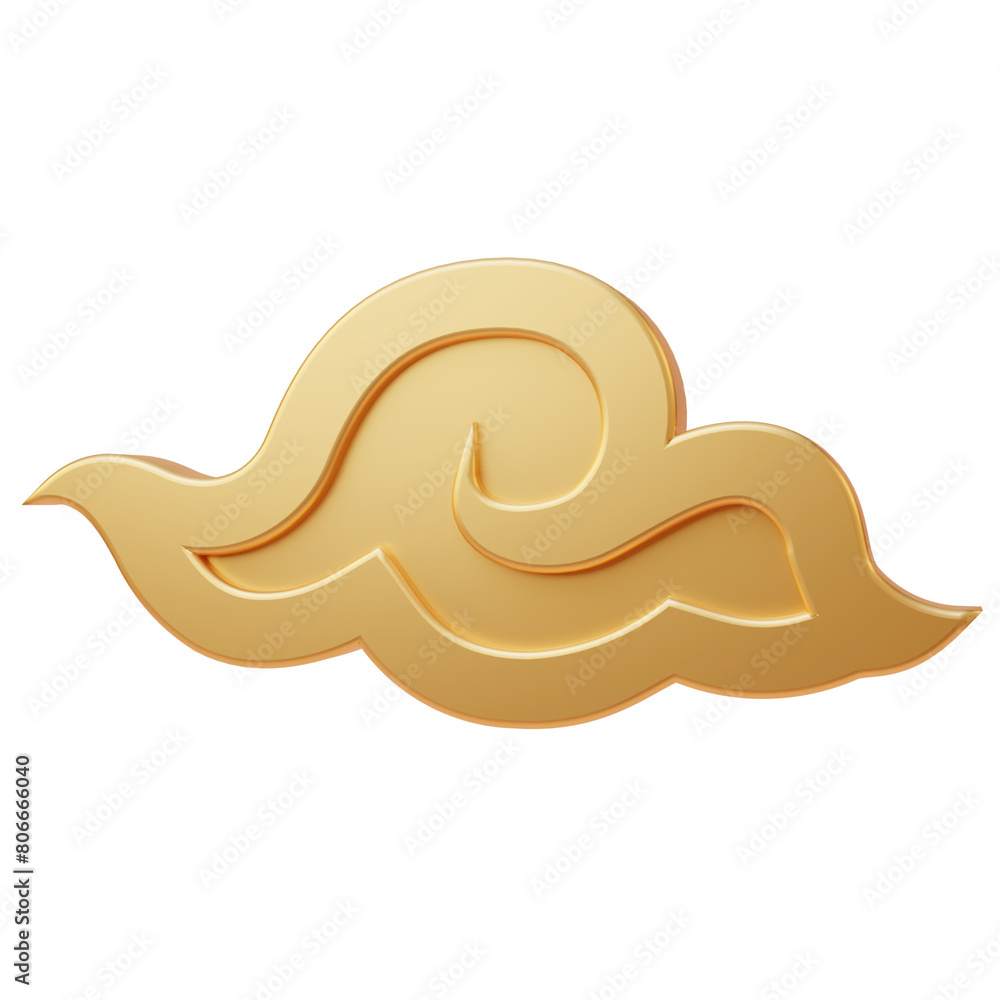 3D Golden Cloud Ornament 3D Golden Cloud Ornament
