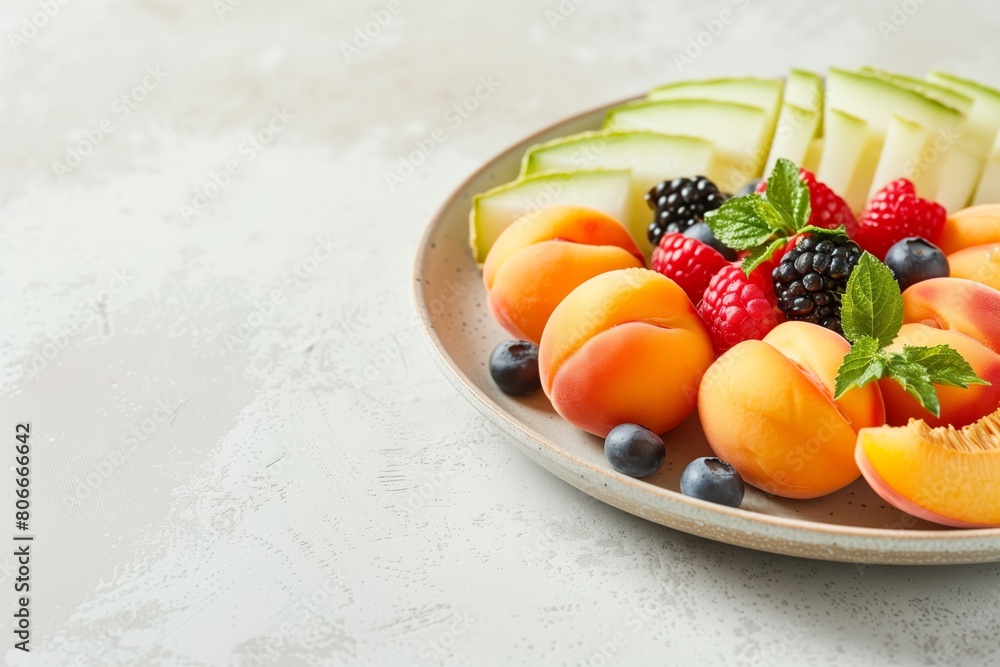 Colorful mixed fruit platter with vibrant fresh berries Colorful mixed fruit platter with vibrant fresh berries