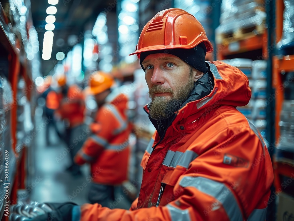 Team of warehouse workers loading trucks with precision, teamwork in a fast-paced environment Team of warehouse workers loading trucks with precision, teamwork in a fast-paced environment
