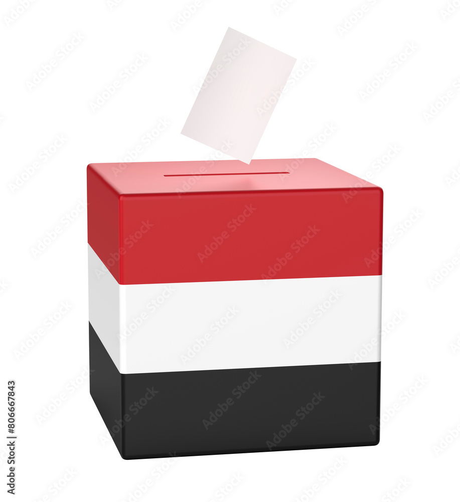 Ballot box with the state flag of Yemen Ballot box with the state flag of Yemen
