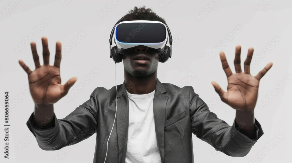 Man Experiencing Virtual Reality Man Experiencing Virtual Reality
