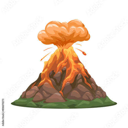 Mountain Volcanic Eruption Illustration Vector