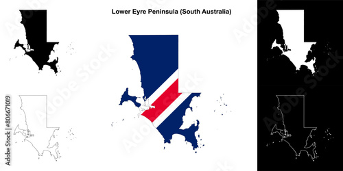 Lower Eyre Peninsula (South Australia) outline map set
